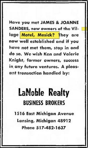 Village Motel (Manistee Crossing Family Resort) - May 1972 Ad (newer photo)
